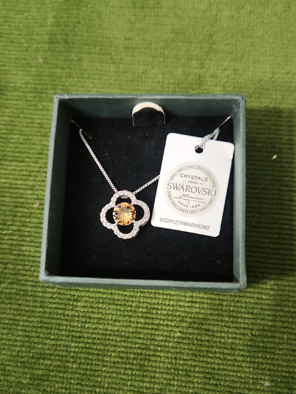 Nic & Syd Swarovski Silver Floral Pendant with Golden Crystal Center